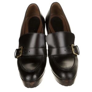 Marni black leather platform loafer